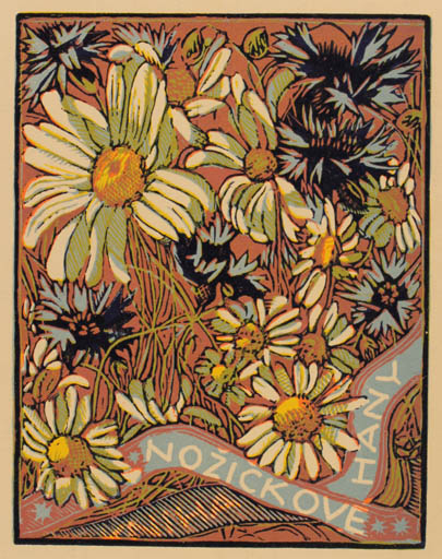 Exlibris by Anna Mackova from Czechoslovakia for Nozickove Hany - Flower Flora 