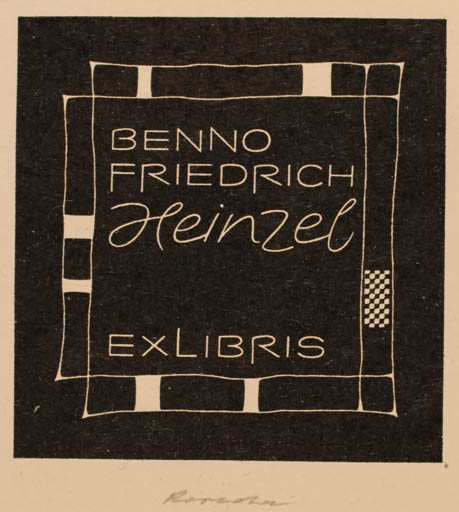 Exlibris by Roland Roveda from Austria for Bruno Friedrich Heinzel - Text/Writing 