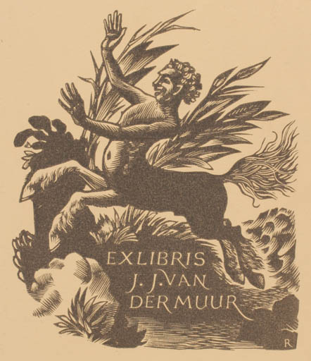 Exlibris by Pam Georg Rueter from Netherland for J. J. van der Muur - Fable Animal 