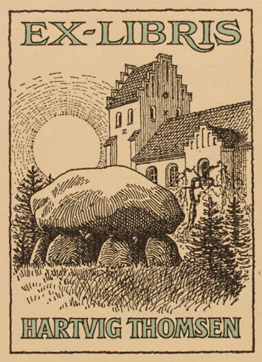 Exlibris by ? ? from Denmark for Hartvig Thomsen - Church Sun 