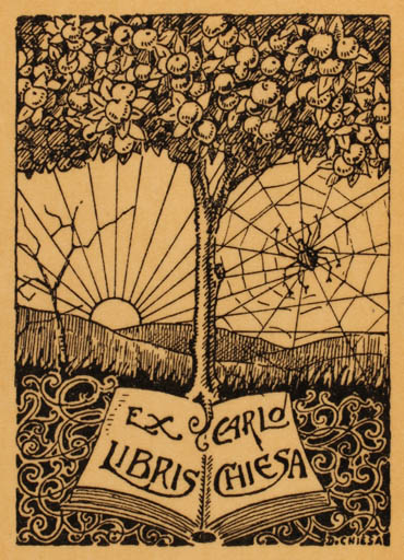 Exlibris by Dirce Chiesa from Schwitzerland for Carlo Chiesa - Book Jugend Tree 