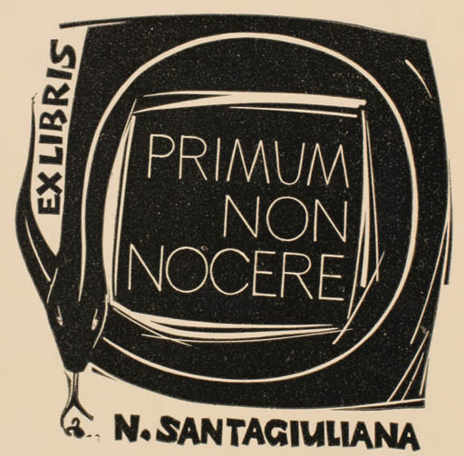 Exlibris by Zbigniew Dolatowski from Poland for Dr. Nerone Santagiuliana - Text/Writing 