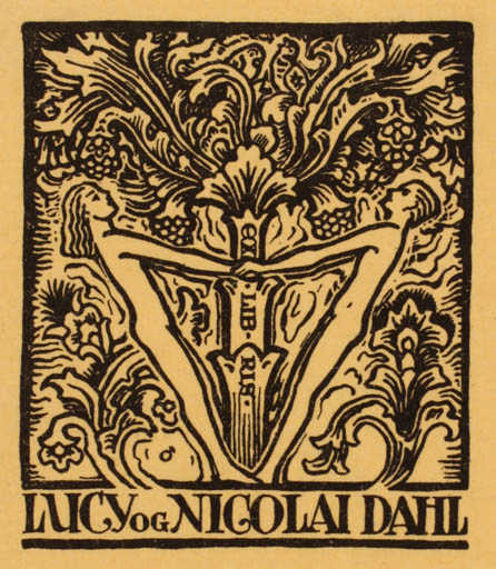 Exlibris by Albert Jaern from Norway for Lucy og Nicolai Dahl - Flora Jugend Couple 