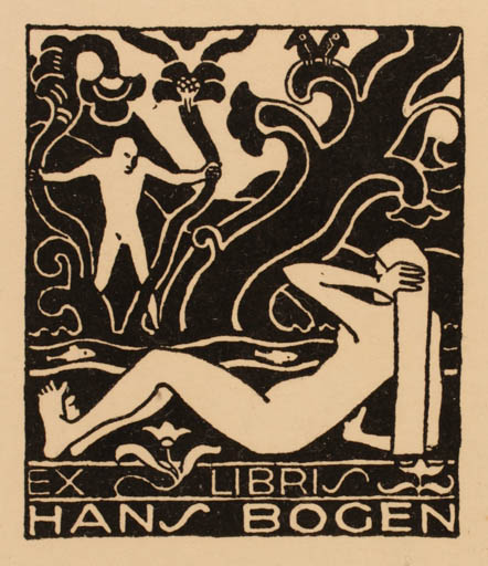 Exlibris by Albert Jaern from Norway for Hans Bogen - Jugend Couple 