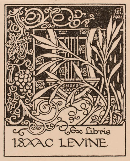 Exlibris by James Guthrie from Great Britain for Isaac Levine - Jugend Ornament 