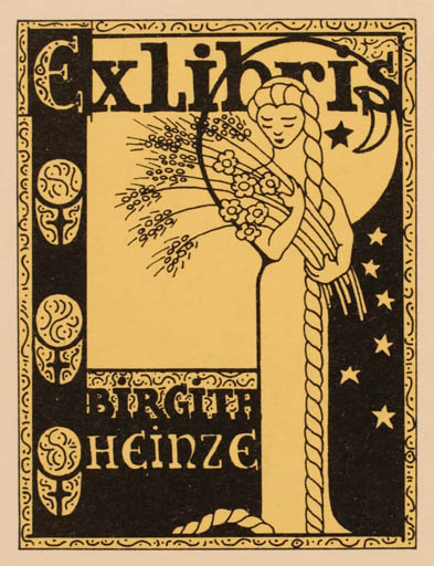 Exlibris by Elisabeth Eskekilde from Denmark for Birgita Heinze - Jugend Woman 