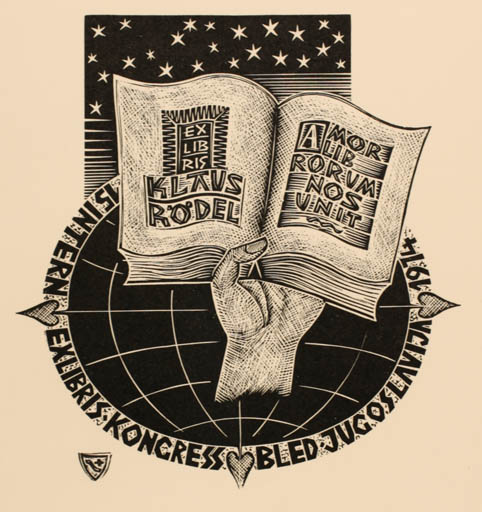 Exlibris by Jerzy Druzrycki from Poland for Klaus Rödel - Book Exlibris Congress Hand(s) 