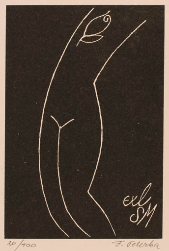 Exlibris by Frantisek Peterka from Czechoslovakia for ? S.M - Woman 