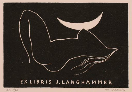 Exlibris by Frantisek Peterka from Czechoslovakia for Jan Langhammer - Woman 