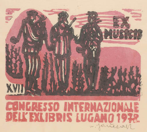 Exlibris by W. Janczak from Poland for Lugano XVII. Int. Exlibriskongress - Exlibris Congress Group Music 