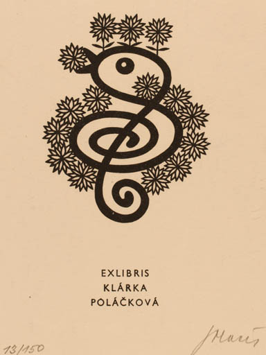 Exlibris by Josef Polacek from Czechoslovakia for Klarka Polackova - 