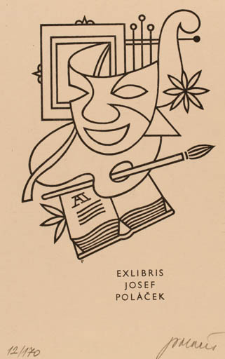 Exlibris by Josef Polacek from Czechoslovakia for Josef Polacek - Book Art Theater/Cirkus 