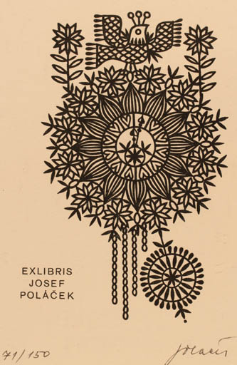 Exlibris by Josef Polacek from Czechoslovakia for Josef Polacek - Flower 