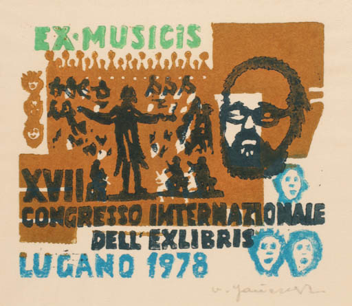 Exlibris by W. Janczak from Poland for Lugano XVII. Int. Exlibriskongress - Exlibris Congress Music 