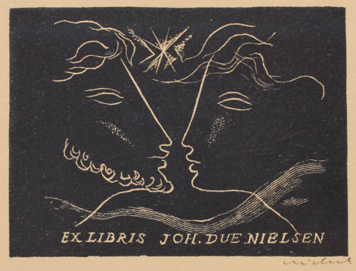 Exlibris by Michal Ratislav from Czechoslovakia for Johan Due Nielsen - Couple 