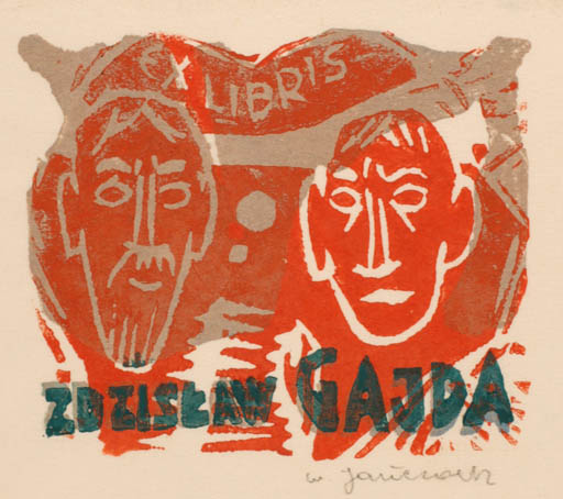 Exlibris by W. Janczak from Poland for Zdzislaw Gajda - Portrait 