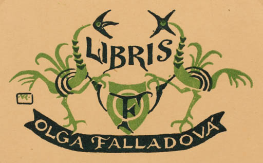 Exlibris by Vaclav Rytir from Czechoslovakia for Olga Falladova - Bird 