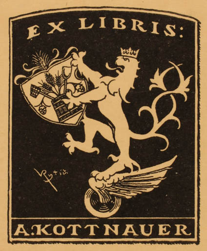 Exlibris by Vaclav Rytir from Czechoslovakia for A Kottnauer - Fauna Heraldry 