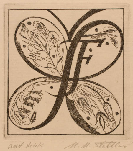 Exlibris by M Sechtlova from Czech Republic for ? F - Flower Monogram 