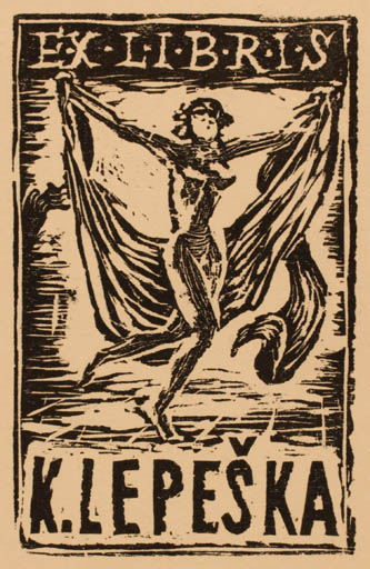 Exlibris by V Simecek from Czechoslovakia for K Lepeska - Dancing Woman 