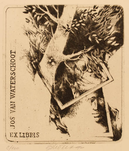 Exlibris by Jiri Sindler from Czechoslovakia for Jos Van Waterschoot - Tree 