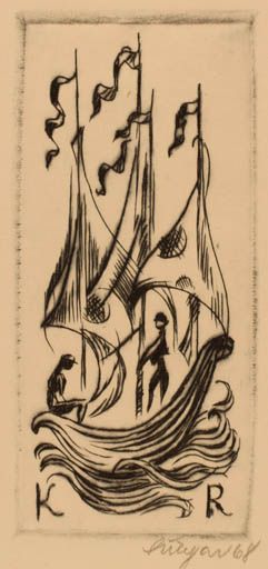 Exlibris by Jaroslav Sulc from Czechoslovakia for Klaus Rödel - Ship/Boat 