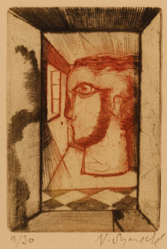 Exlibris by Nadeza Synecka from Czechoslovakia for ? ? - Interior Man 