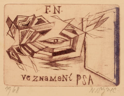 Exlibris by Nadeza Synecka from Czechoslovakia for ? F.N. - Abstract 