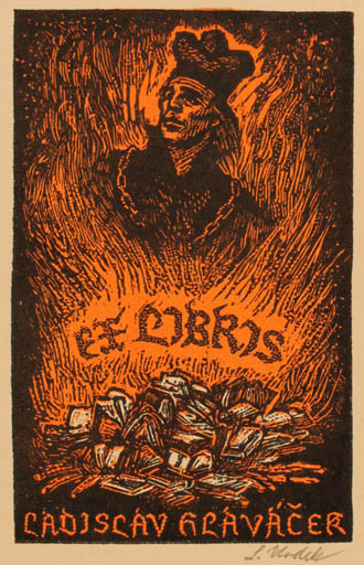 Exlibris by Ladislav Vlodek from Czechoslovakia for Ladislav Hlavácek - Book Man 