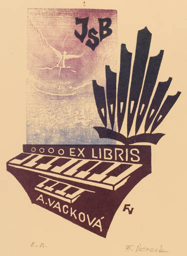 Exlibris by Frantisek Vacek from Czechoslovakia for A Vacková - Music 