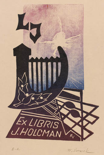 Exlibris by Frantisek Vacek from Czechoslovakia for J Holcman - Music 