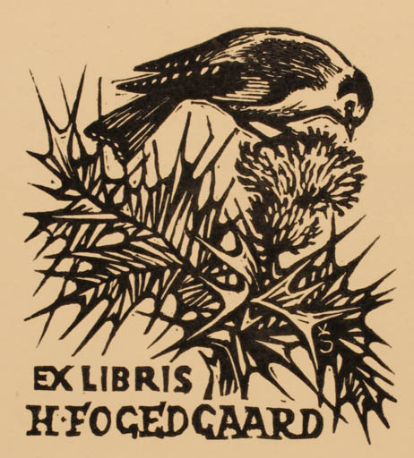 Exlibris by Hugo Silbersky from Czech Republic for Helmer Fogedgaard - Flora Bird 