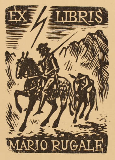 Exlibris by Hugo Silbersky from Czechoslovakia for Mario Rugale - Don Quijote Horseman/Rider 