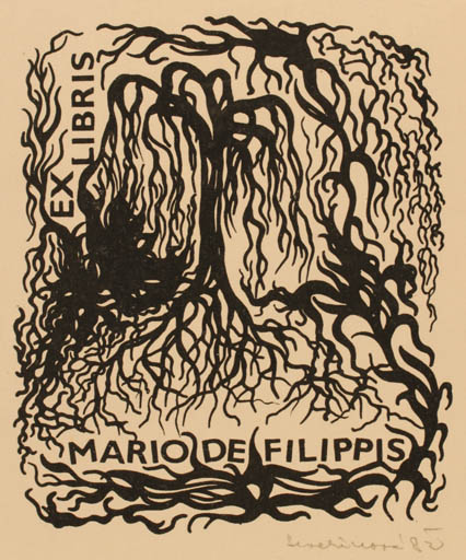 Exlibris by Jana Severinova from Czechoslovakia for Mario de Filippis - Tree 