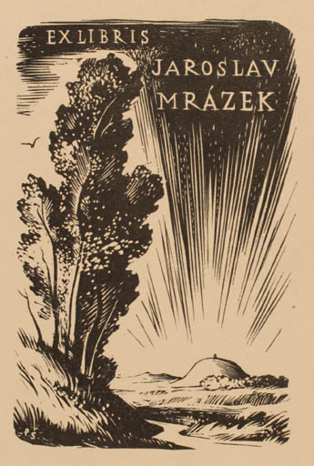 Exlibris by Pavel Simon from Czechoslovakia for Jaroslav Mrazek - Scenery/Landscape Tree 