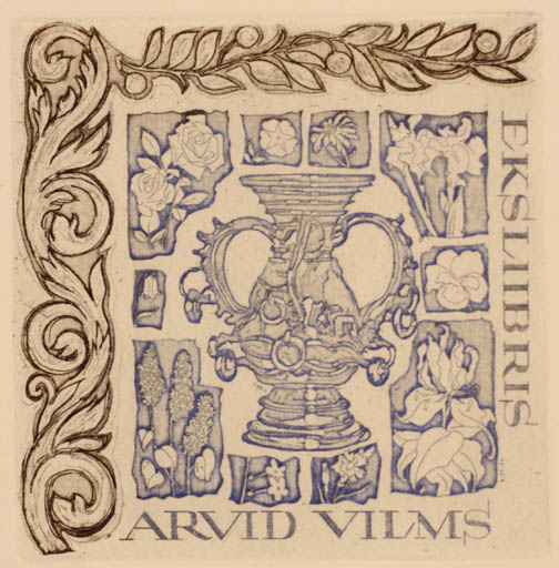 Exlibris by Berta Mäger from Unknown for Arvid Vilms - Flora 