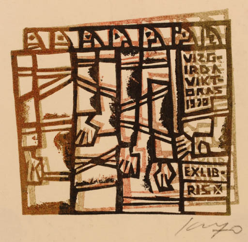 Exlibris by Vincas Kisarauskas from Lithuania for Vizgirda Viktdras - Abstract 