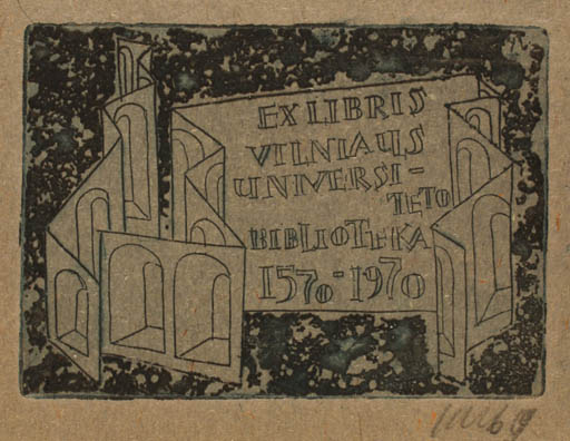 Exlibris by Vincas Kisarauskas from Lithuania for Universita Library, Vilnius - Abstract 