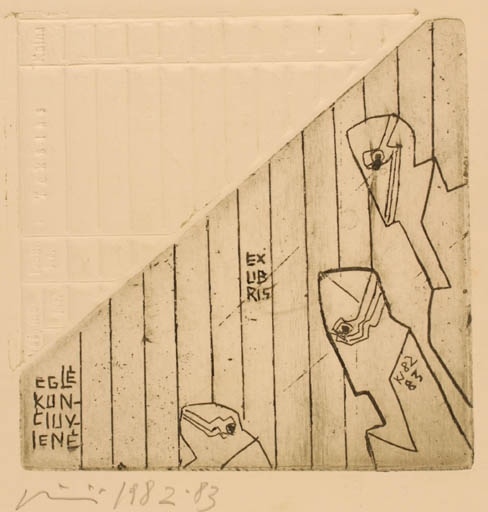 Exlibris by Vincas Kisarauskas from Lithuania for Egle Konciuyiene - Abstract 