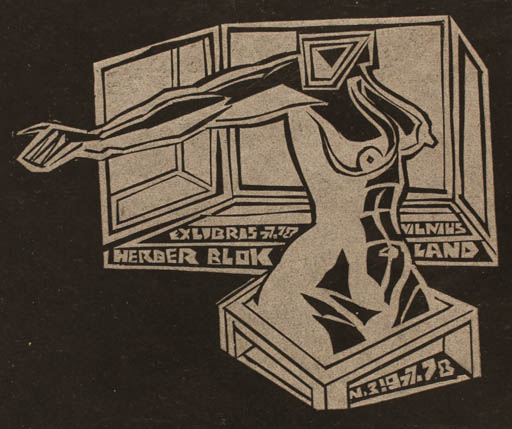 Exlibris by Vincas Kisarauskas from Lithuania for Herber Blokland - Abstract Woman 