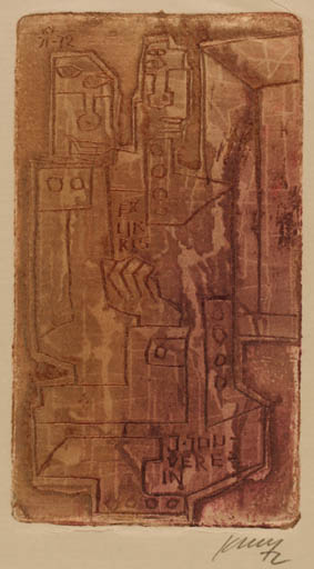 Exlibris by Vincas Kisarauskas from Lithuania for C Cuverein - Abstract 