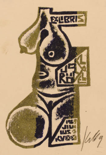 Exlibris by Vincas Kisarauskas from Lithuania for Klaus Rödel - Woman 