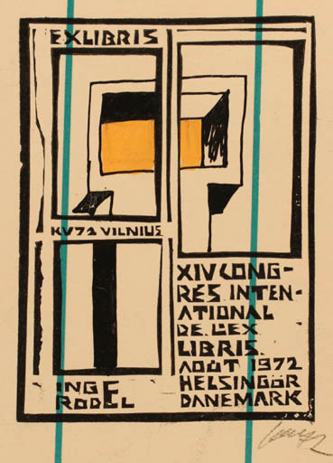 Exlibris by Vincas Kisarauskas from Lithuania for Inge Rödel - Abstract Exlibris Congress 