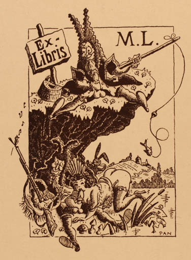 Exlibris by Paul Francois Morvan from France for ? M.L. - Erotica 