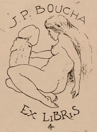 Exlibris by A Leprince from Belgium for J.P. Boucha - Erotica Ex Erotica 