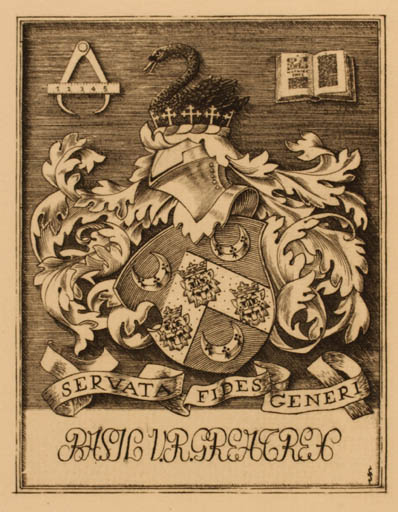 Exlibris by Mark F. Severin from Belgium for V.R. Basil Greatrex - Heraldry 