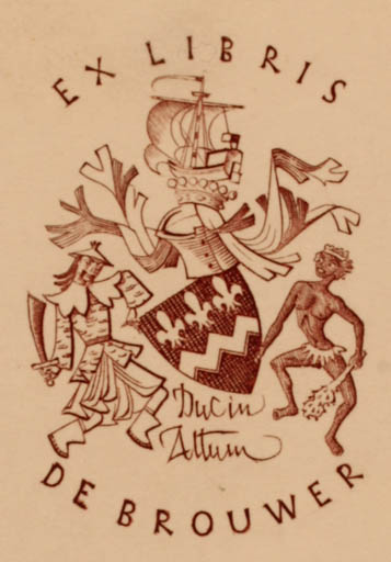 Exlibris by Mark F. Severin from Belgium for Baron de Brouwer - Heraldry 