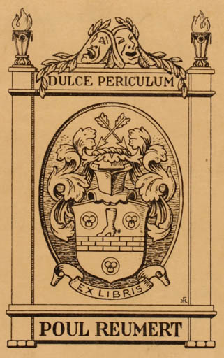 Exlibris by Hans Flygenring from Denmark for Poul Reumert - Heraldry 