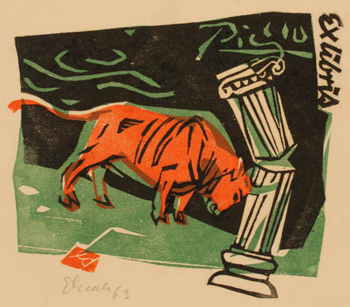 Exlibris by Edward Grabowski from Poland for Pablo Picasso - Fauna 