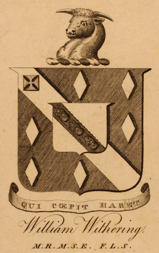 Exlibris by ? ? from Great Britain for William Withering - Heraldry 